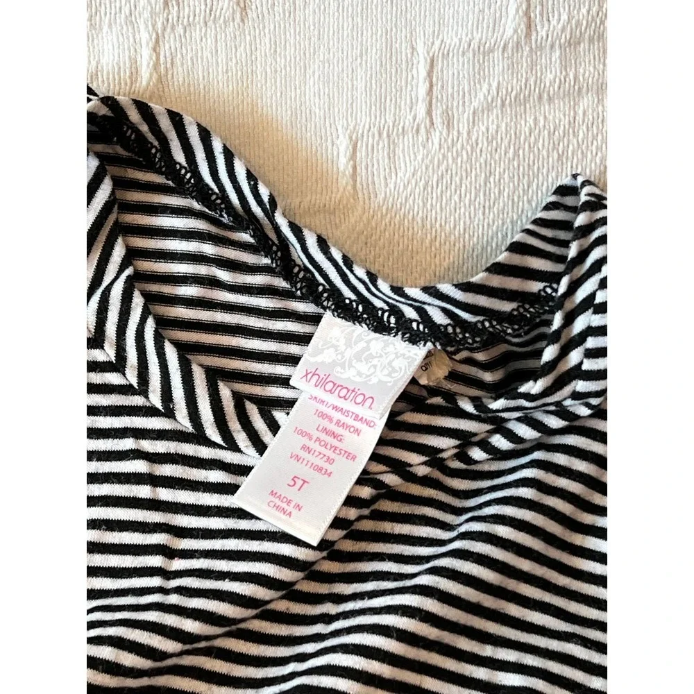 xHilaration Black White Striped Dress Girls 5T